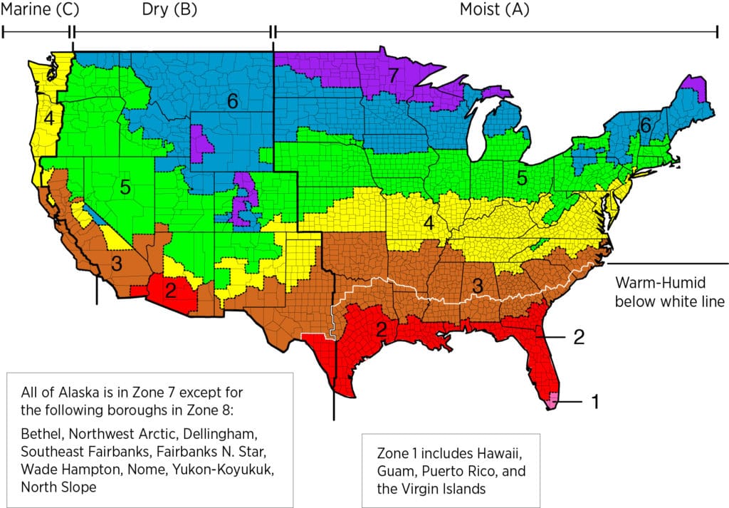 Heat pump sizing per tonnage by zones map